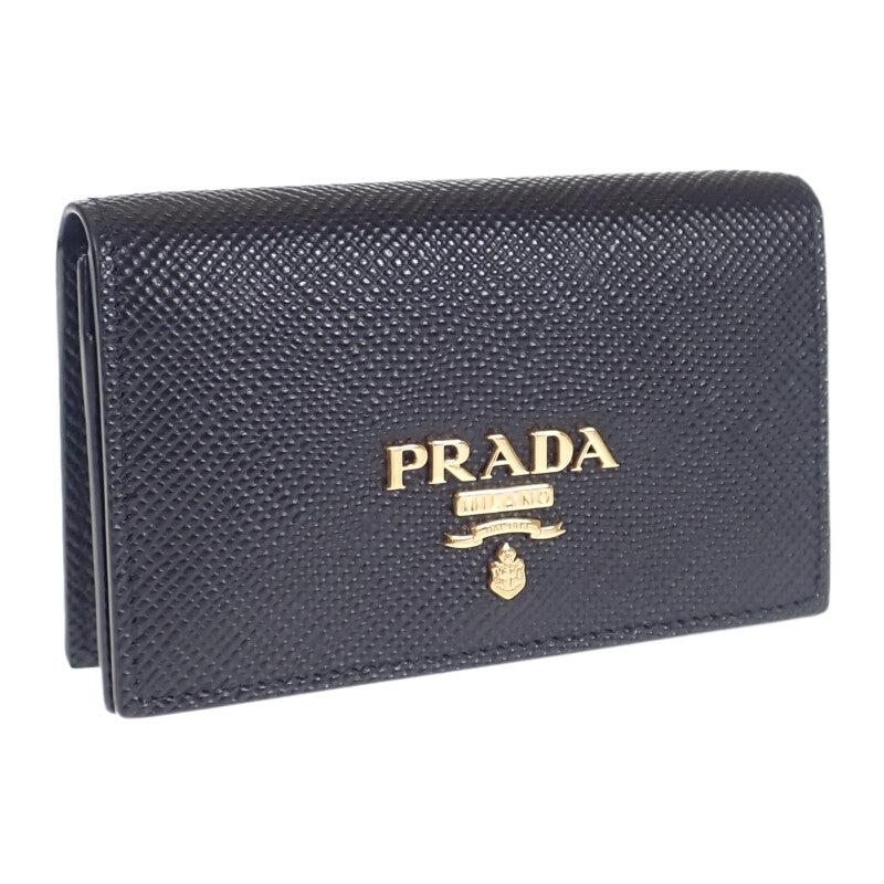 【Aランク】プラダ PRADA サフィアーノ 1MC122_QWA_F0002 カードケース レザー ブラック ゴールド金具 レディース【ISEYA】