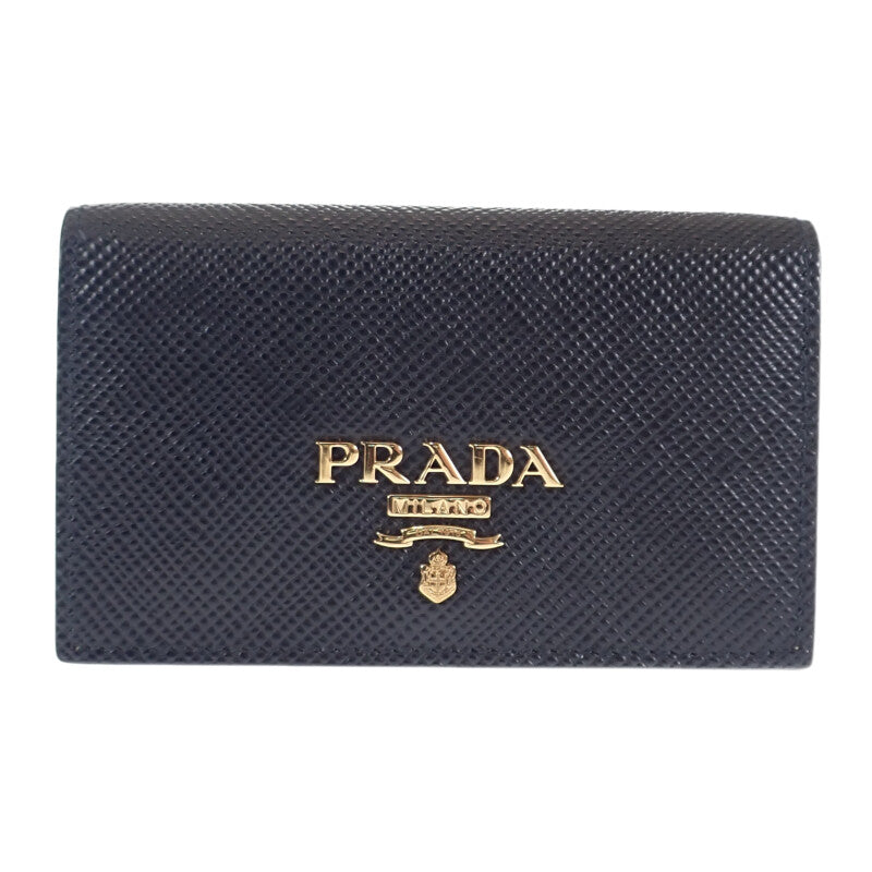 【未使用級】プラダ ケース ロゴ 金具 サフィアーノレザー ブラック 黒 プラダ PRADA サフィアーノ 1MC122_QWA_F0002 カードケース レザー