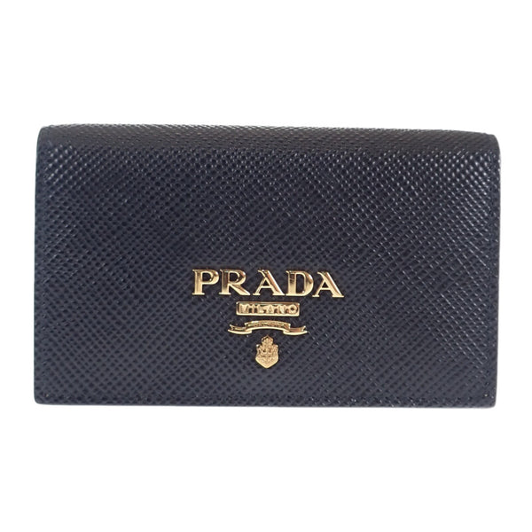 【Aランク】プラダ PRADA サフィアーノ 1MC122_QWA_F0002 カードケース レザー ブラック ゴールド金具 レディース【ISEYA】