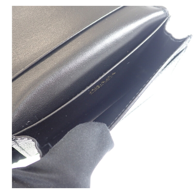プラダ PRADA サフィアーノ 1MC122_QWA_F0002 カードケース レザー ブラック ゴールド金具 レディース【中古】【Aランク】
