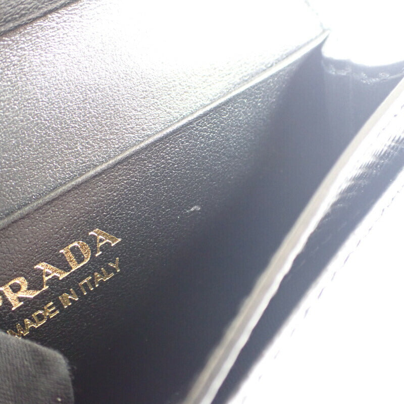 プラダ PRADA サフィアーノ 1MC122_QWA_F0002 カードケース レザー ブラック ゴールド金具 レディース【中古】【Aランク】