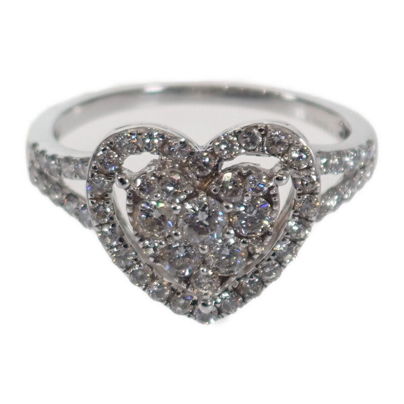 K18WG ホワイトゴールド ハート デザインリング 指輪 ダイヤモンド 0.78ct 約12号 レディース ジュエリー アクセサリー【ISEYA】