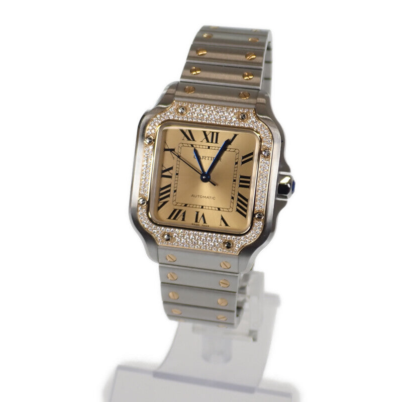 サントス ドゥ カルティエウォッチ MM メンズ 腕時計 W3SA0007 ステンレス K18YG ゴールド文字盤 【ISEYA】