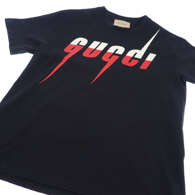 グッチ GUCCI ブレードプリント S 565806_XJAZY_1141 半袖Ｔシャツ コットン ブラック メンズ【中古】【Aランク】