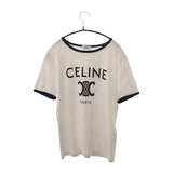 【中古】【Aランク】CELINE セリーヌ PARIS Tシャツ 半袖 トップス 2X872671Q.01NB コットン100 % ホワイト ネイビー Mサイズ レディース【ISEYA】