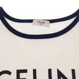 【中古】【Aランク】CELINE セリーヌ PARIS Tシャツ 半袖 トップス 2X872671Q.01NB コットン100 % ホワイト ネイビー Mサイズ レディース【ISEYA】