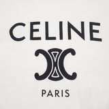 【中古】【Aランク】CELINE セリーヌ PARIS Tシャツ 半袖 トップス 2X872671Q.01NB コットン100 % ホワイト ネイビー Mサイズ レディース【ISEYA】