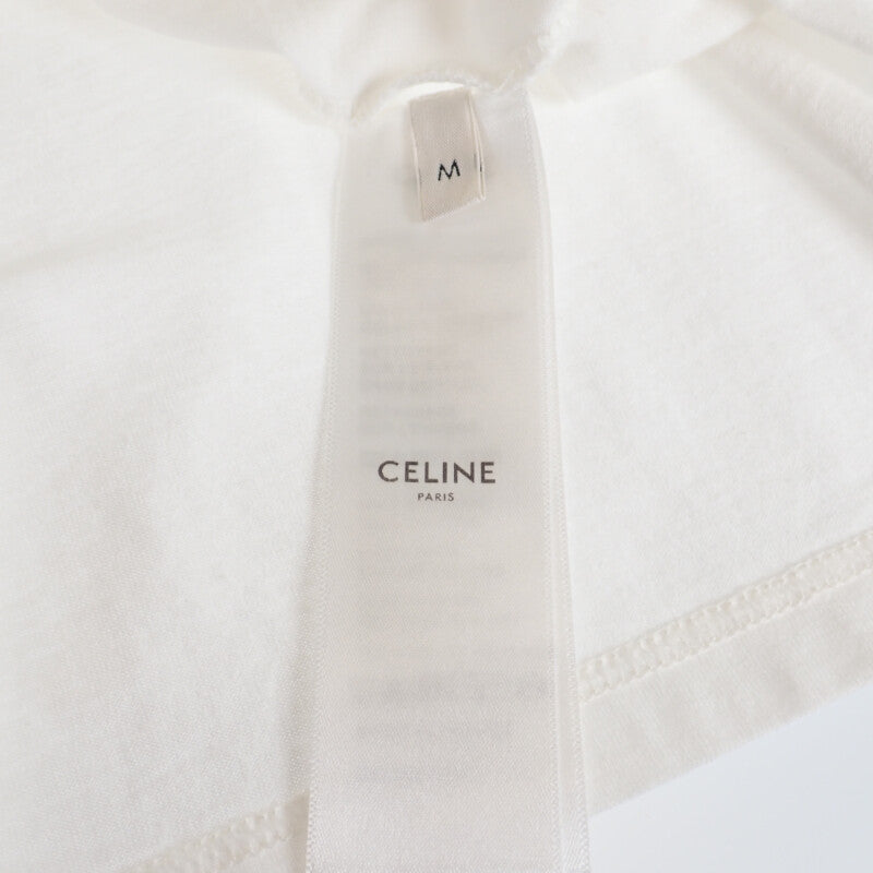 CELINE セリーヌ PARIS Tシャツ 半袖 トップス 2X872671Q.01NB コットン100 % ホワイト ネイビー Mサイズ レディース【ISEYA】