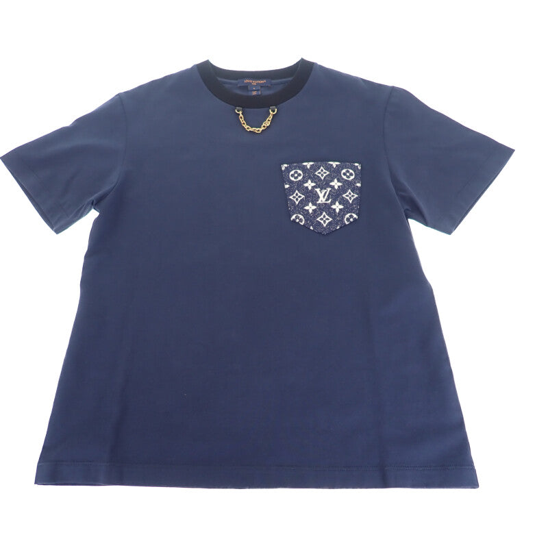 【Aランク】ルイヴィトン LOUIS VUITTON ポケット 1AC1R0 モノグラム 半袖Ｔシャツ コットン ネイビー L レディース【ISEYA】