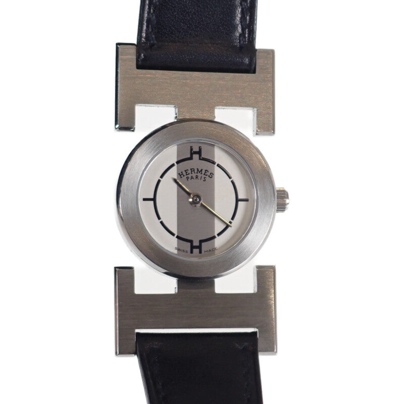 エルメス HERMES パプリカ PA1.210 腕時計 ステンレススチール レザー クオーツ シルバー文字盤 レディース【中古】【ABランク】