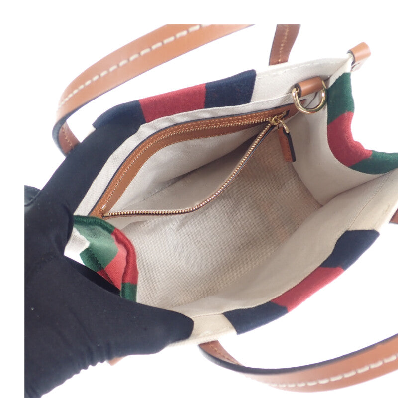 グッチ GUCCI インターロッキングG ミニトートバッグ 727735 2WAYバッグ ショルダーバッグ キャンバス レザー アイボリー ゴールド金具 レディース【中古】【Aランク】