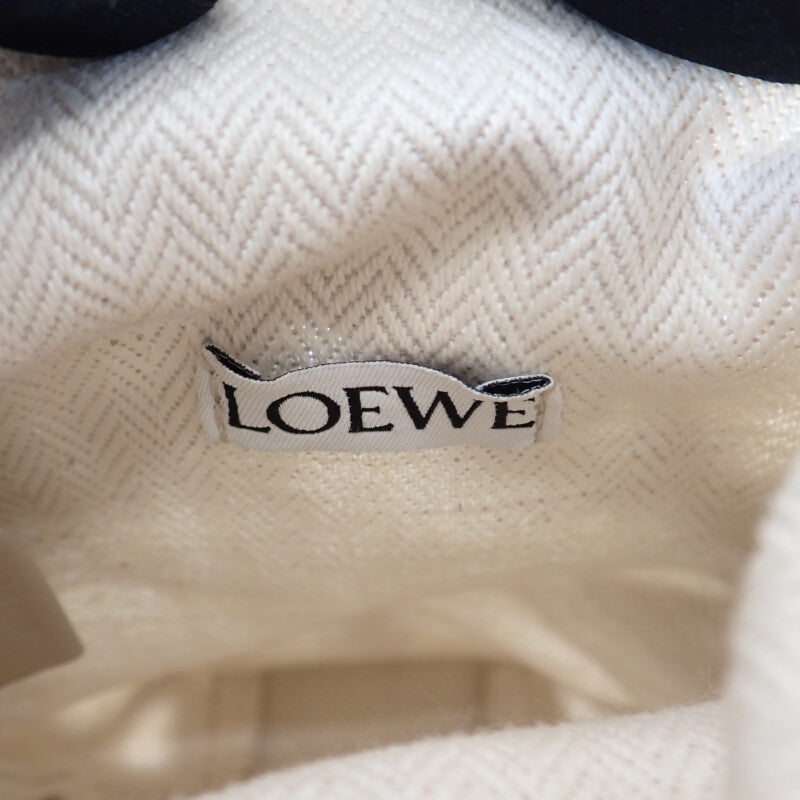 【ABランク】ロエベ LOEWE アナグラムカットアウトポケット C922Y62X02 ショルダーバッグ カーフ コットン ブラック ドローストリング レディース 【ISEYA】