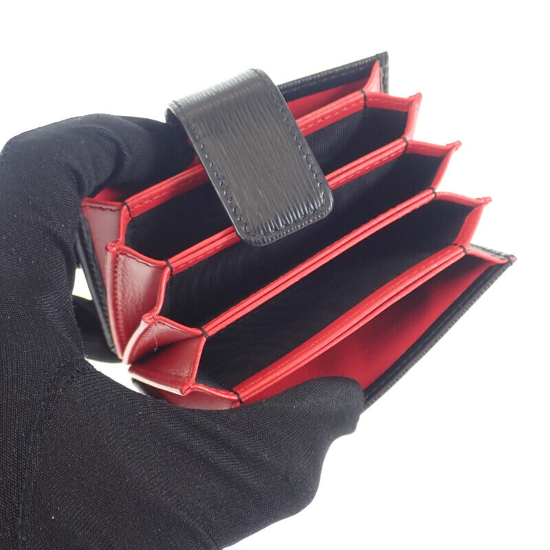 プラダ PRADA アコーディオンバイカラー 1MC211 カードケース ヴィッテロムーブレザー ブラック レッド レディース【中古】【Aランク】