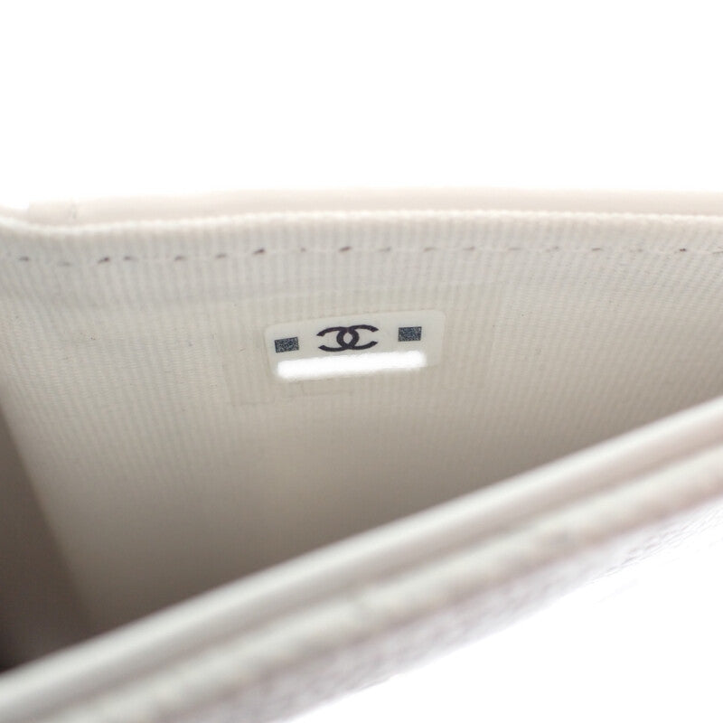 シャネル CHANEL ミディアム クラシックフラップ ウォレット AP0232_B33352_10601 二つ折り財布 キャビアスキン ホワイト ゴールド金具 レディース【中古】【Aランク】