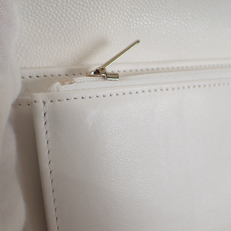 シャネル CHANEL ミディアム クラシックフラップ ウォレット AP0232_B33352_10601 二つ折り財布 キャビアスキン ホワイト ゴールド金具 レディース【中古】【Aランク】