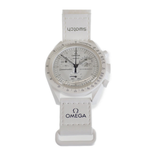 ミッショントゥザムーンフェイズ メンズ 腕時計 SO33W700 セラミック ナイロン 白文字盤 【ISEYA】
