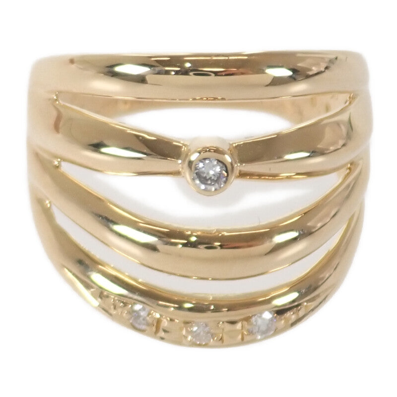 【中古】 デザイン ジュエリー リング K18イエローゴールド 12号 ダイヤモンド レディース メンズ【Aランク】