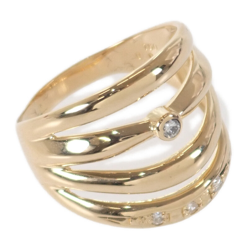 【中古】 デザイン ジュエリー リング K18イエローゴールド 12号 ダイヤモンド レディース メンズ【Aランク】