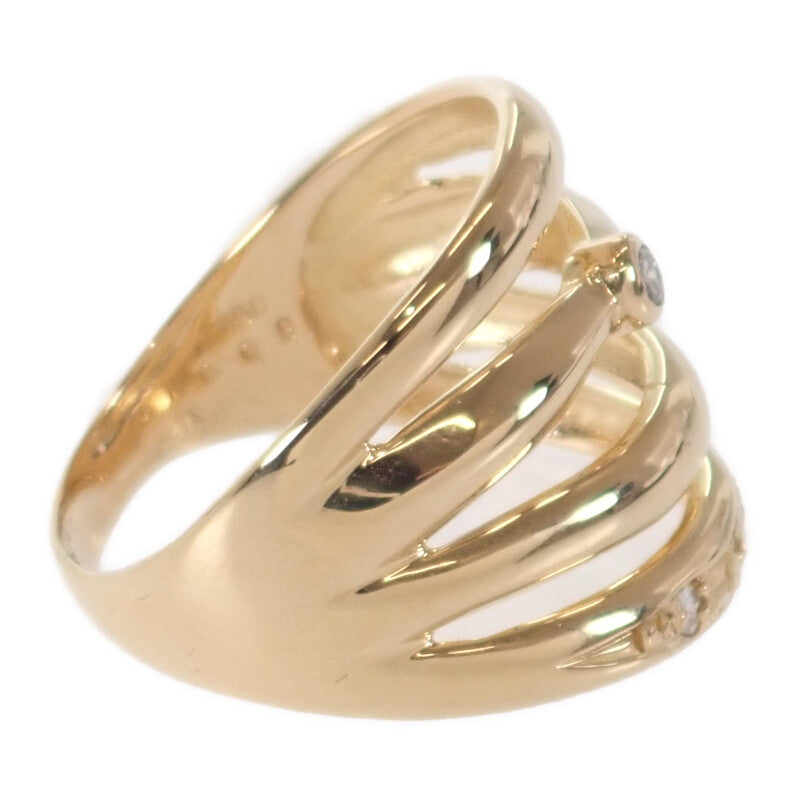 【中古】 デザイン ジュエリー リング K18イエローゴールド 12号 ダイヤモンド レディース メンズ【Aランク】