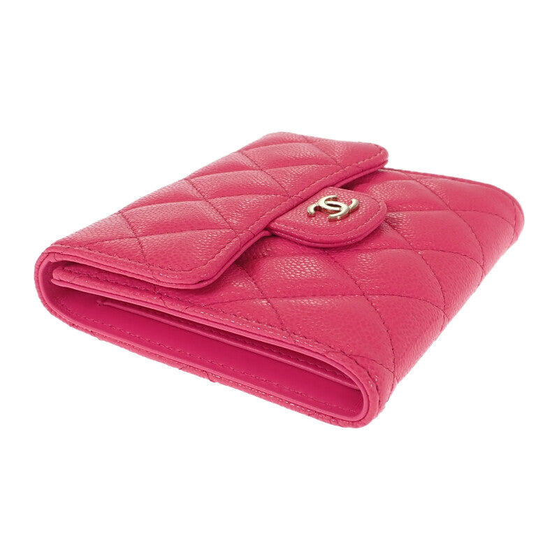 シャネル CHANEL クラシックフラップウォレット 保存箱付属  AP0231 二つ折り財布 キャビアスキン フューシャピンク レディース【中古】【Aランク】 シャネル CHANEL クラシックフラップウォレット AP0231 二つ折り財布