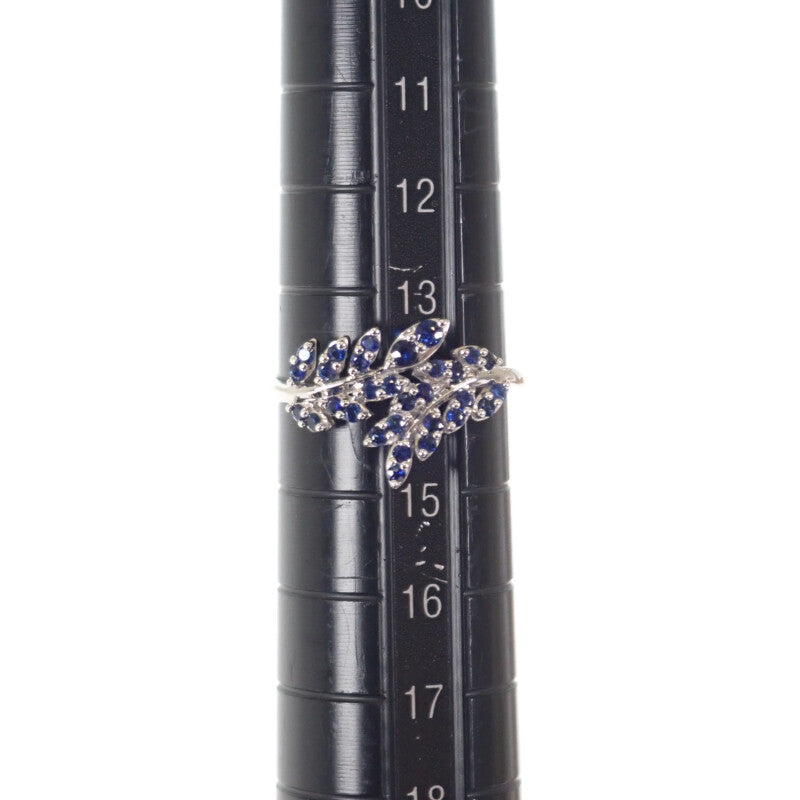 【中古】 デザイン ジュエリー リーフ リング K18ホワイトゴールド ブルー 14号 サファイヤ レディース【Aランク】