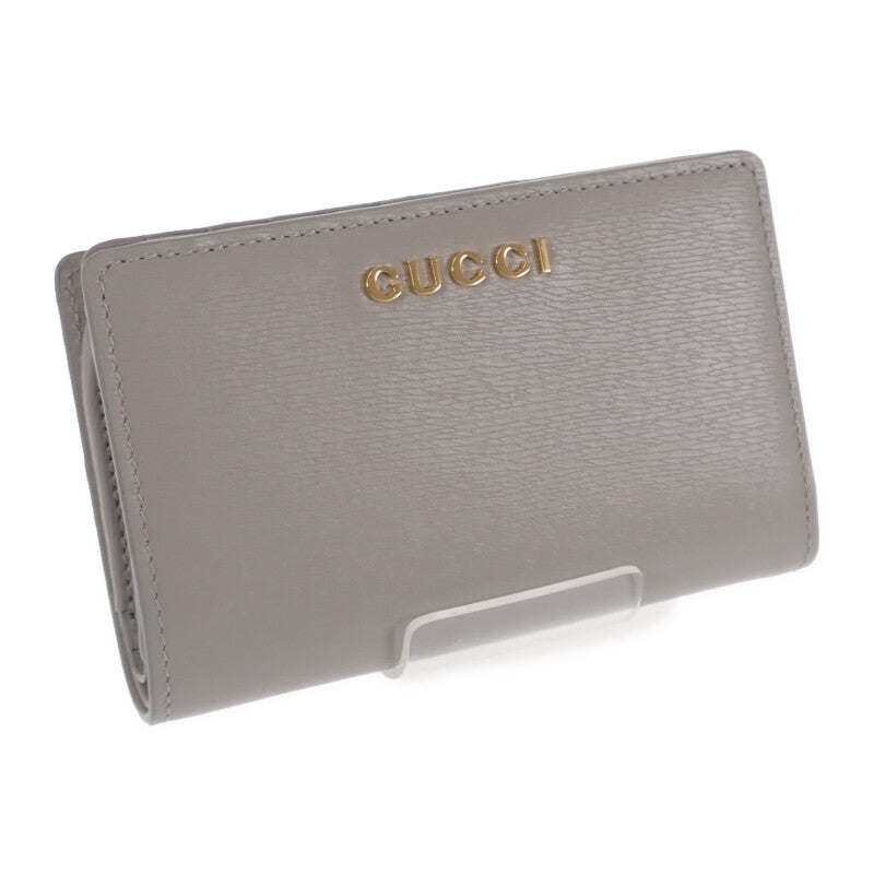 【SAランク】グッチ GUCCI ジップアラウンドウォレット 772640_0OP0N_1440 二つ折り財布 レザー ライトグレー ゴールド金具 レディース【ISEYA】