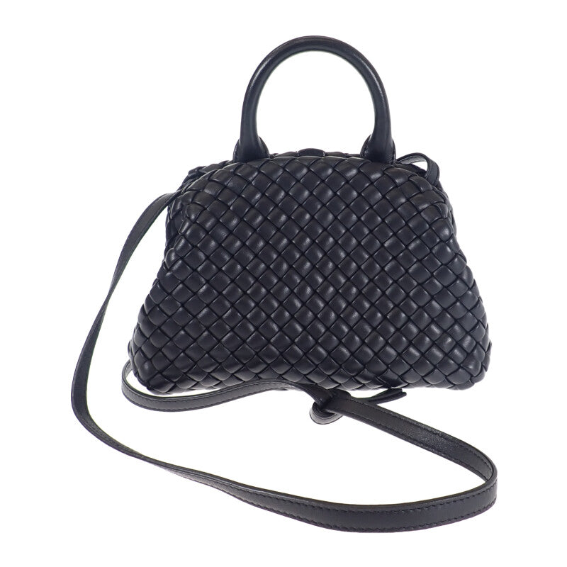 【Aランク】ボッテガヴェネタ BOTTEG AVENETA ミニハンドル 709465V01D18425 2WAYバッグ ショルダーバッグ ラムスキン ブラック レディース【ISEYA】