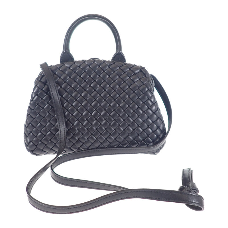 【Aランク】ボッテガヴェネタ BOTTEG AVENETA ミニハンドル 709465V01D18425 2WAYバッグ ショルダーバッグ ラムスキン ブラック レディース【ISEYA】