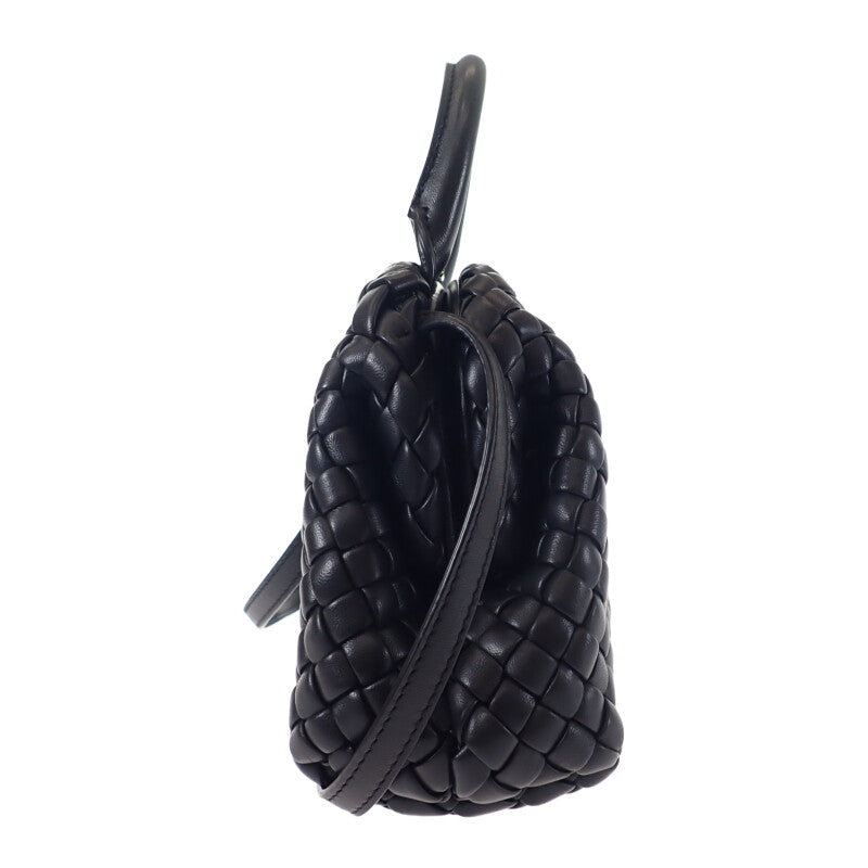 【Aランク】ボッテガヴェネタ BOTTEG AVENETA ミニハンドル 709465V01D18425 2WAYバッグ ショルダーバッグ ラムスキン ブラック レディース【ISEYA】