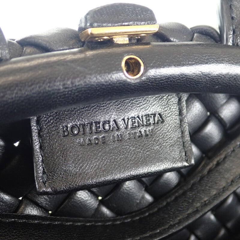 【Aランク】ボッテガヴェネタ BOTTEG AVENETA ミニハンドル 709465V01D18425 2WAYバッグ ショルダーバッグ ラムスキン ブラック レディース【ISEYA】