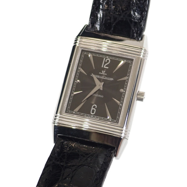 【Aランク】JAEGER LECOULTRE ジャガールクルト レベルソ クラシック 250.3.86 腕時計 K18ホワイトゴールド レザー 手巻き ブラック文字盤 メンズ【ISEYA】