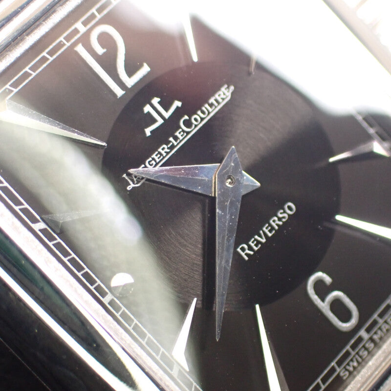 ジャガールクルト JAEGAER LECOULTRE レベルソ クラシック 250.3.86 腕時計 K18ホワイトゴールド レザー 手巻き ブラック文字盤 メンズ【中古】【Aランク】