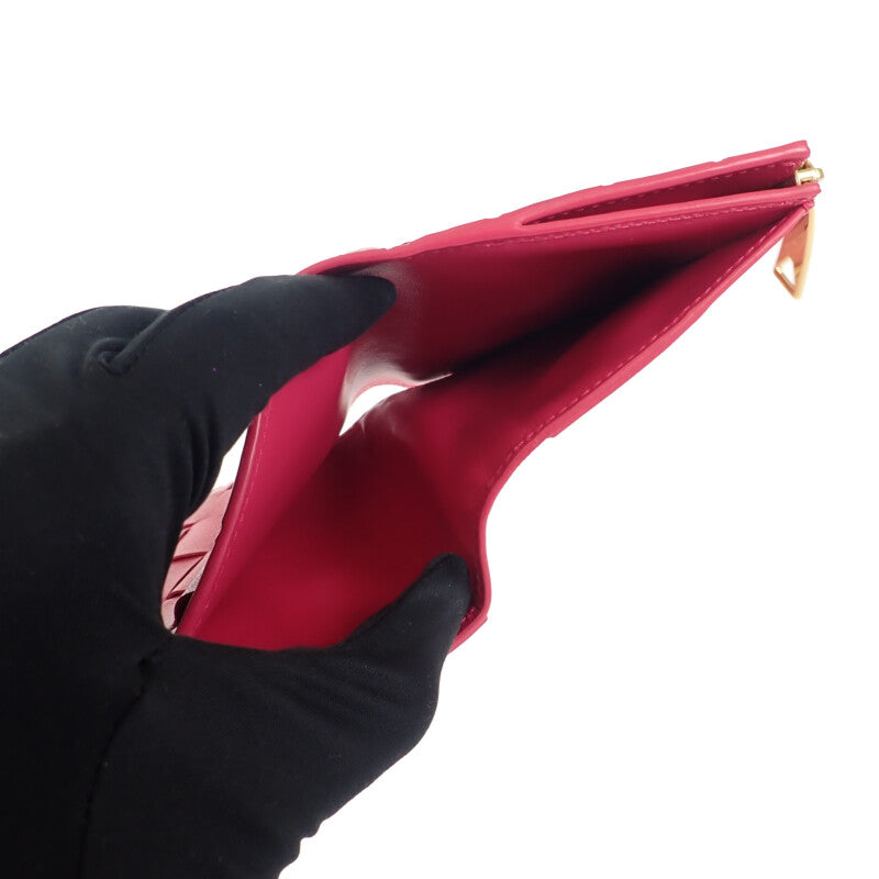 ボッテガヴェネタ BOTTEGA VENETA スモール ウォレット 742330 二つ折り財布 イントレチャート ピンク レディース【中古】【Aランク】