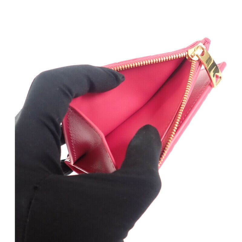 ボッテガヴェネタ BOTTEGA VENETA スモール ウォレット 742330 二つ折り財布 イントレチャート ピンク レディース【中古】【Aランク】