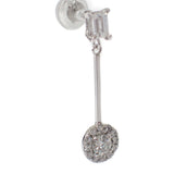 デザインジュエリー エメラルドカット ドロップ ピアス Pt900プラチナ ダイヤモンド レディース【中古】【Aランク】