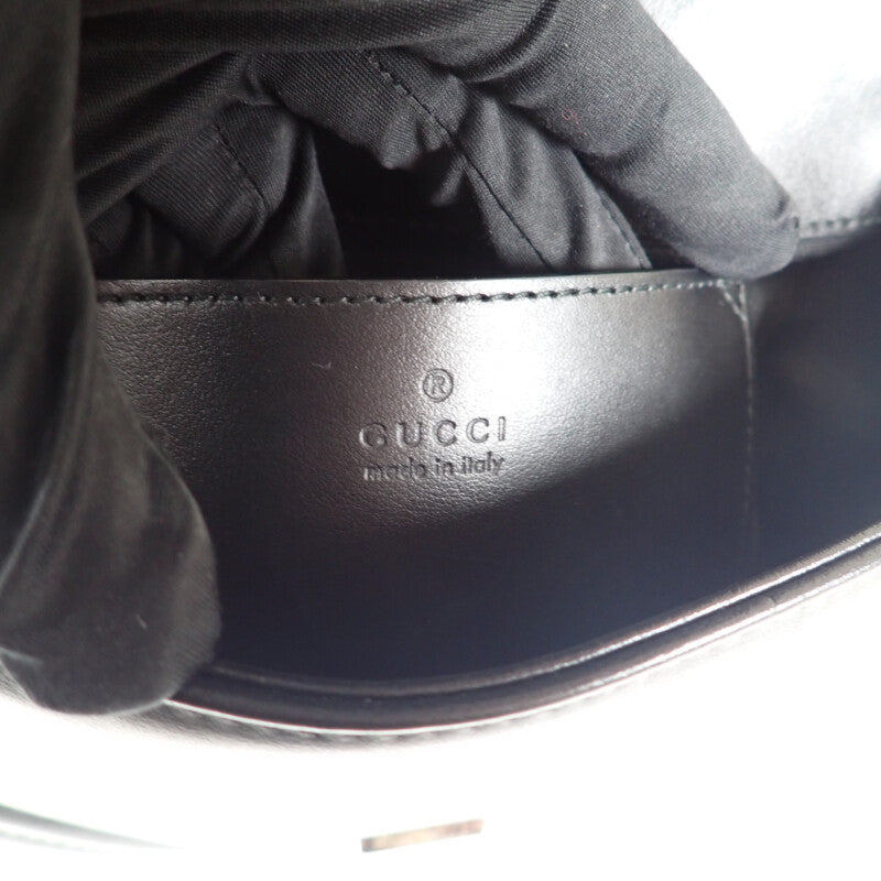 グッチ GUCCI GGマーモント キルティングレザー チェーン 739681 ショルダーバッグ カーフ ブラック レディース【中古】【ABランク】