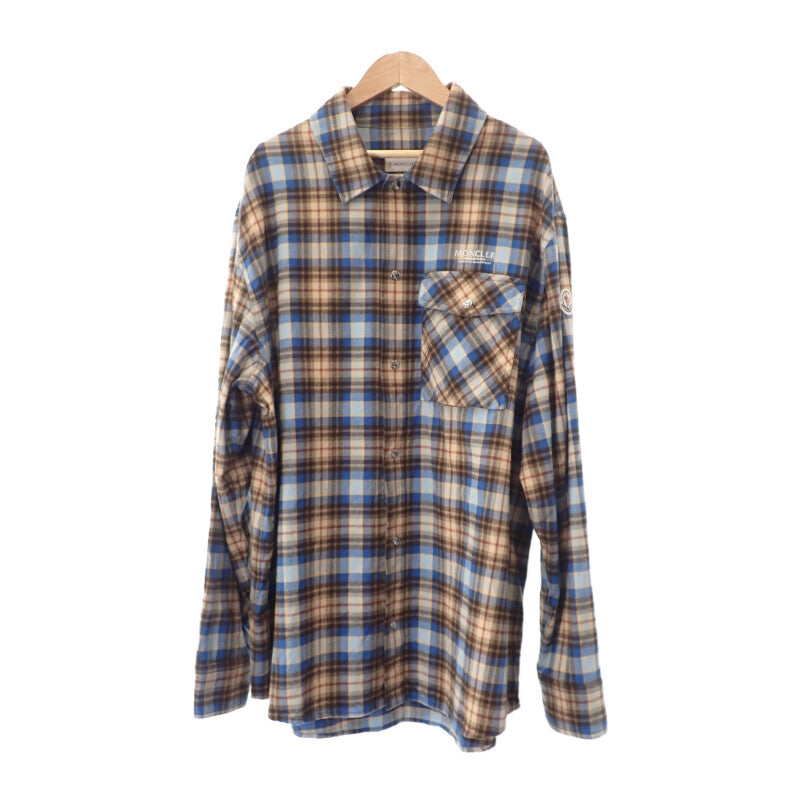 CAMICIA チェックシャツ 長袖 トップス H20912F00003 M2359 コットン ベージュ ブルー Lサイズ メンズ【ISEYA】