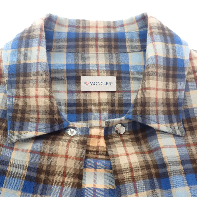 CAMICIA チェックシャツ 長袖 トップス H20912F00003 M2359 コットン ベージュ ブルー Lサイズ メンズ【ISEYA】