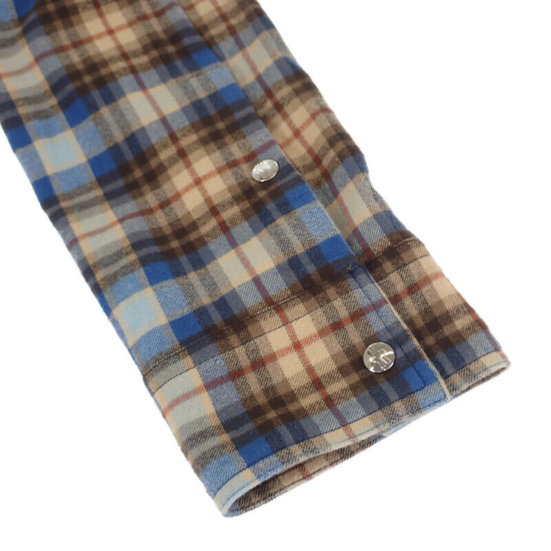 モンクレール MONCLER CAMICIA チェックシャツ トップス L H20912F00003_M2359 長袖シャツ コットン ベージュ ブルー メンズ【中古】【Aランク】