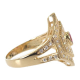 K18YG デザインジュエリー リング K18イエローゴールド 11号 ルビー ダイヤモンド レディース【中古】【Aランク】