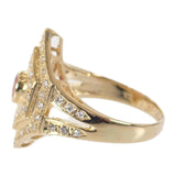 K18YG デザインジュエリー リング K18イエローゴールド 11号 ルビー ダイヤモンド レディース【中古】【Aランク】