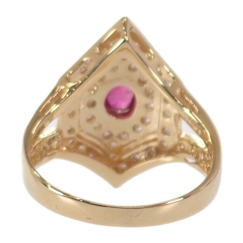 K18YG デザインジュエリー リング K18イエローゴールド 11号 ルビー ダイヤモンド レディース【中古】【Aランク】