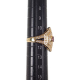 K18YG デザインジュエリー リング K18イエローゴールド 11号 ルビー ダイヤモンド レディース【中古】【Aランク】