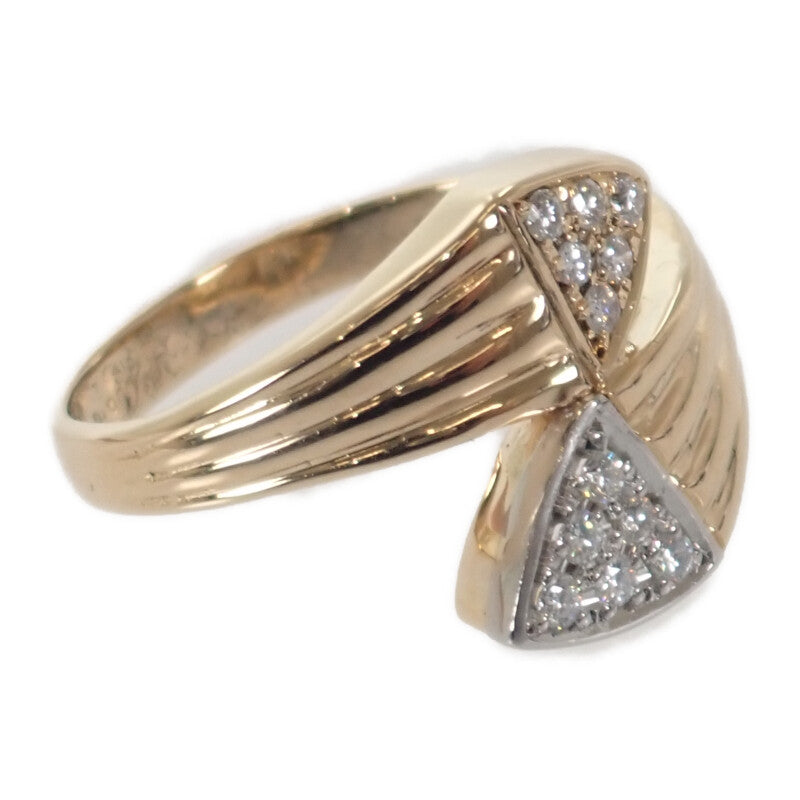 【中古】 デザイン ジュエリー リング K18ピンクゴールド Pt900プラチナ ダイヤモンド 8号 レディース【Aランク】