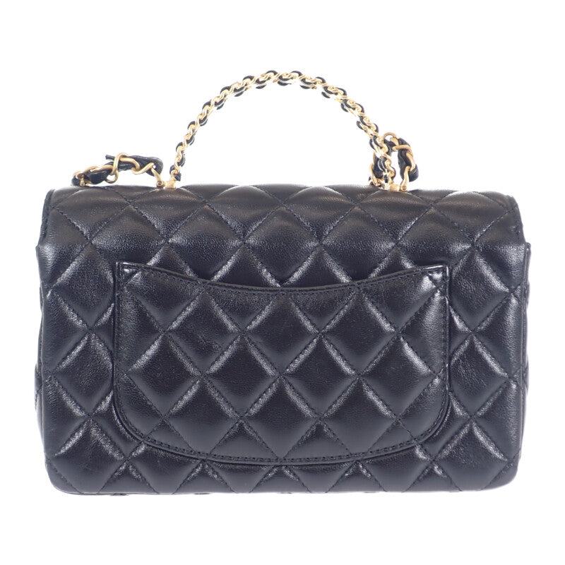 【Aランク】シャネル CHANEL トップハンドル 24SS AS4530_B14824_94305 2WAYバッグ ショルダーバッグ ラムスキン ブラック ターンロック ゴールド金具 レディース【ISEYA】