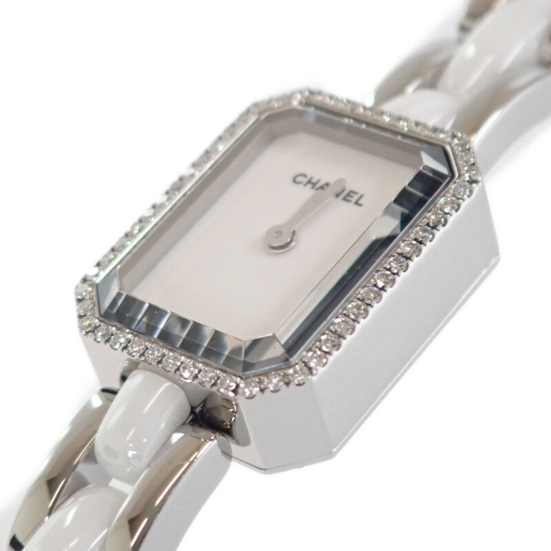 シャネル CHANEL プルミエール トリプルブレス H3059 腕時計 ステンレススチール セラミック ダイヤモンド クオーツ ホワイト文字盤 レディース【中古】【Aランク】