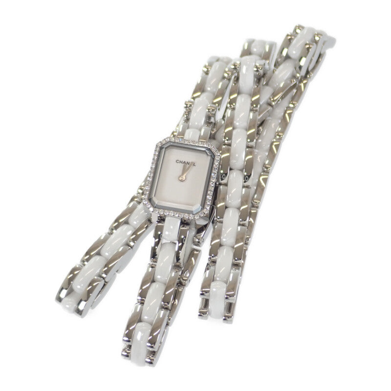 シャネル CHANEL プルミエール トリプルブレス H3059 腕時計 ステンレススチール セラミック ダイヤモンド クオーツ ホワイト文字盤 レディース【中古】【Aランク】