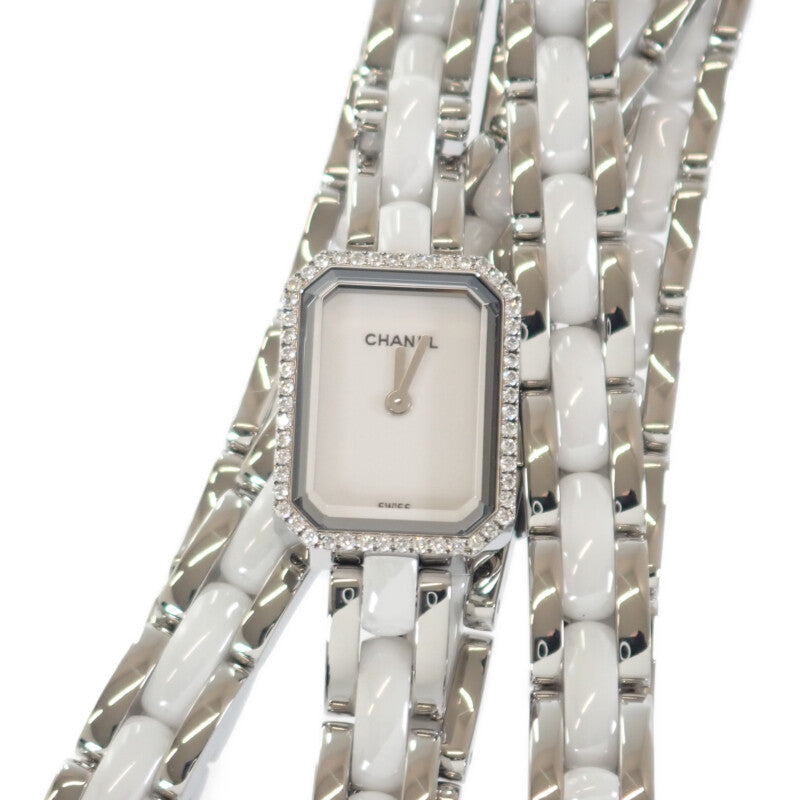 シャネル CHANEL プルミエール トリプルブレス H3059 腕時計 ステンレススチール セラミック ダイヤモンド クオーツ ホワイト文字盤 レディース【中古】【Aランク】