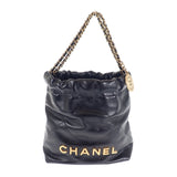 【Aランク】シャネル CHANEL 22 ミニ ハンドバッグ AS3980_B08037_94305 2WAYバッグ ショルダーバッグ シャイニーカーフスキン ブラック ドローストリング ゴールド金具 レディース【ISEYA】