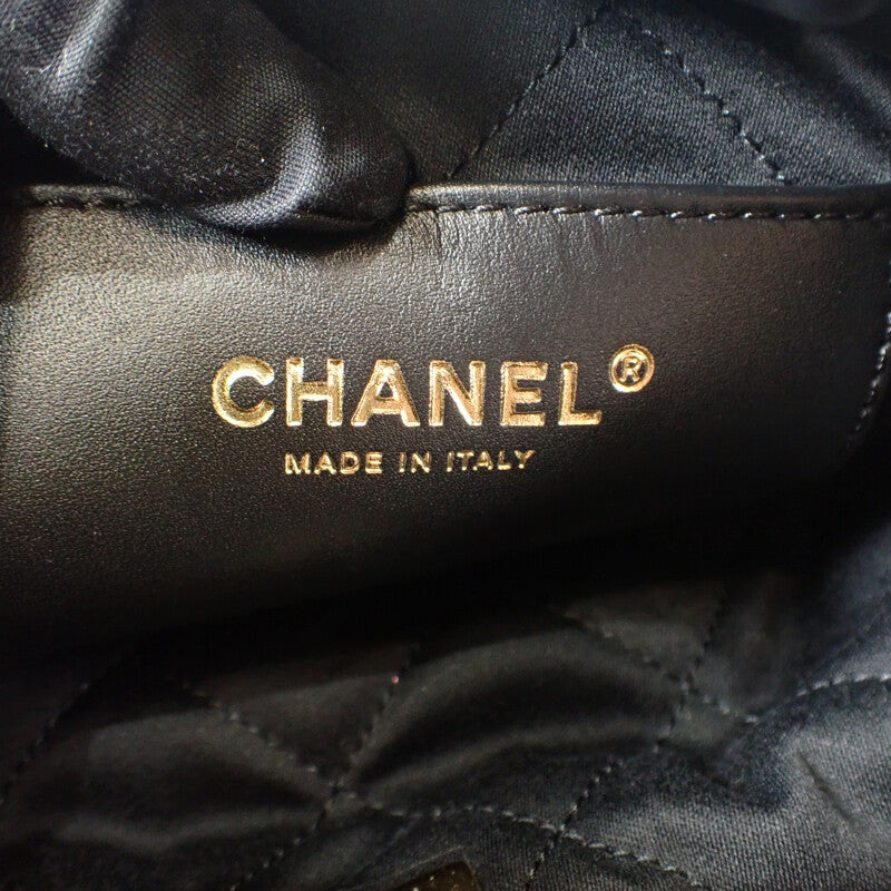 【Aランク】シャネル CHANEL 22 ミニ ハンドバッグ AS3980_B08037_94305 2WAYバッグ ショルダーバッグ シャイニーカーフスキン ブラック ドローストリング ゴールド金具 レディース【ISEYA】